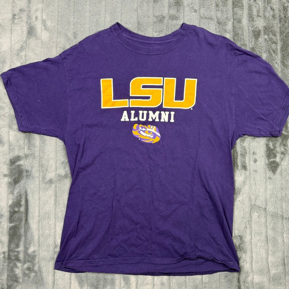 Champion LSU Alumni T-Shirt Mens Large Purple Short Sleeve Tigers NCAA Tee 9259